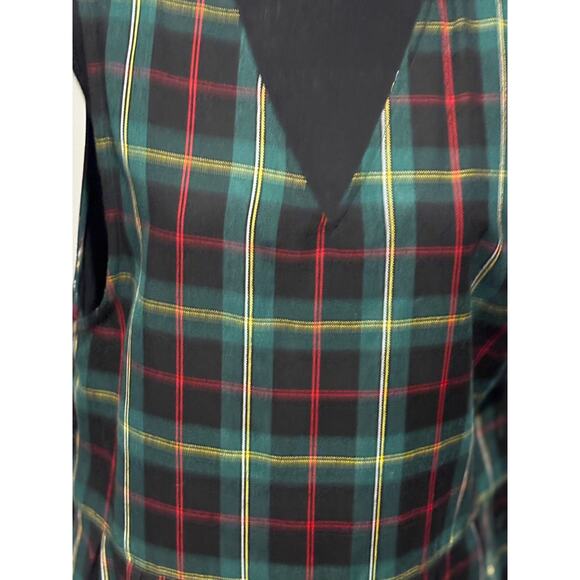 Vintage Hunts Point sz 14 Midi Plaid Dress Pinafore Romper Peasant witchy school - Picture 6 of 10